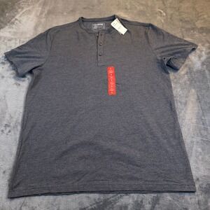 Express Slim Supersoft Henley Shirt Charcoal Gray Short Sleeve Mens Large NWT